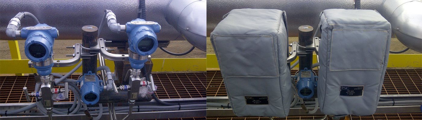 before and after image showing the gauges protected using insulated soft covers